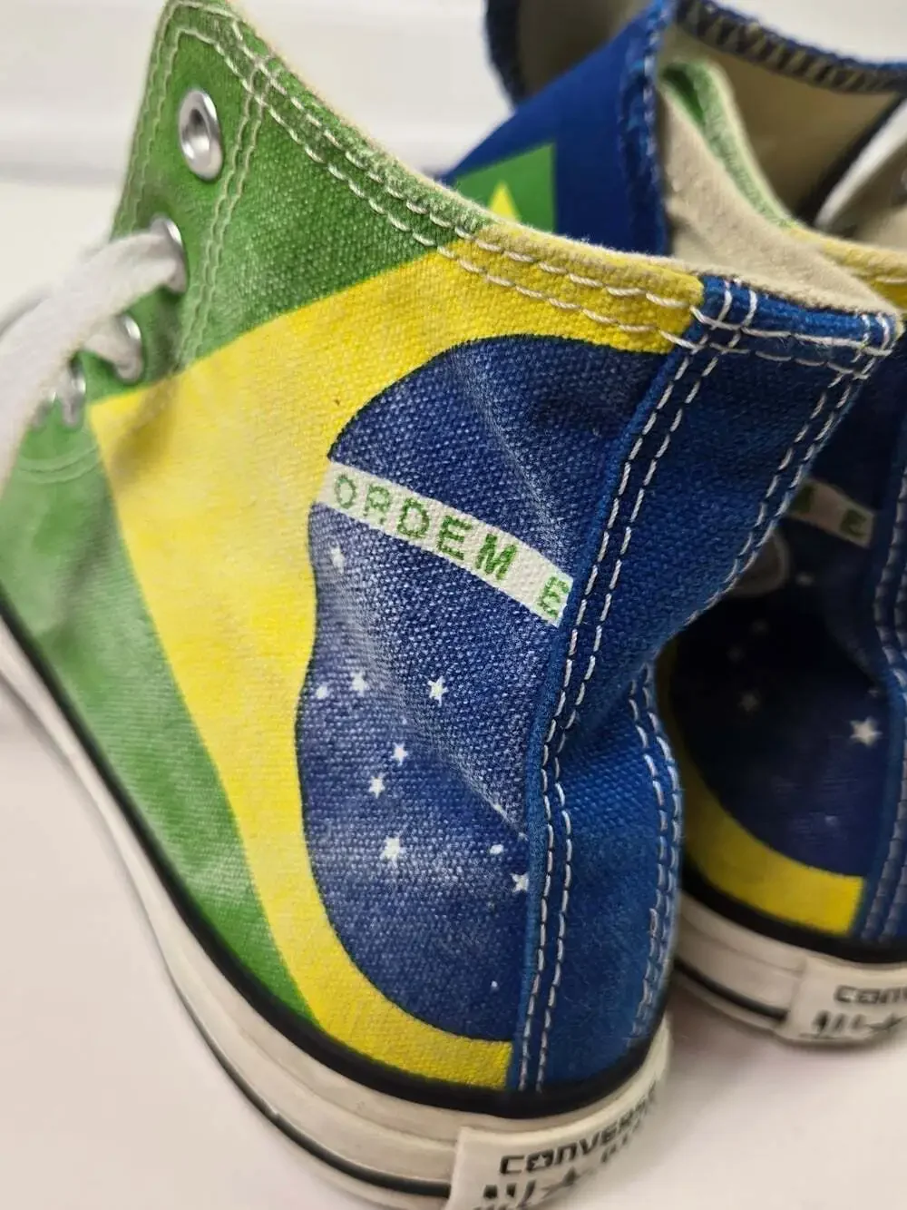 Converse Brazil Flag High Top Sneaker Kids 3/womens 5 Green Blue World Cup Shoes